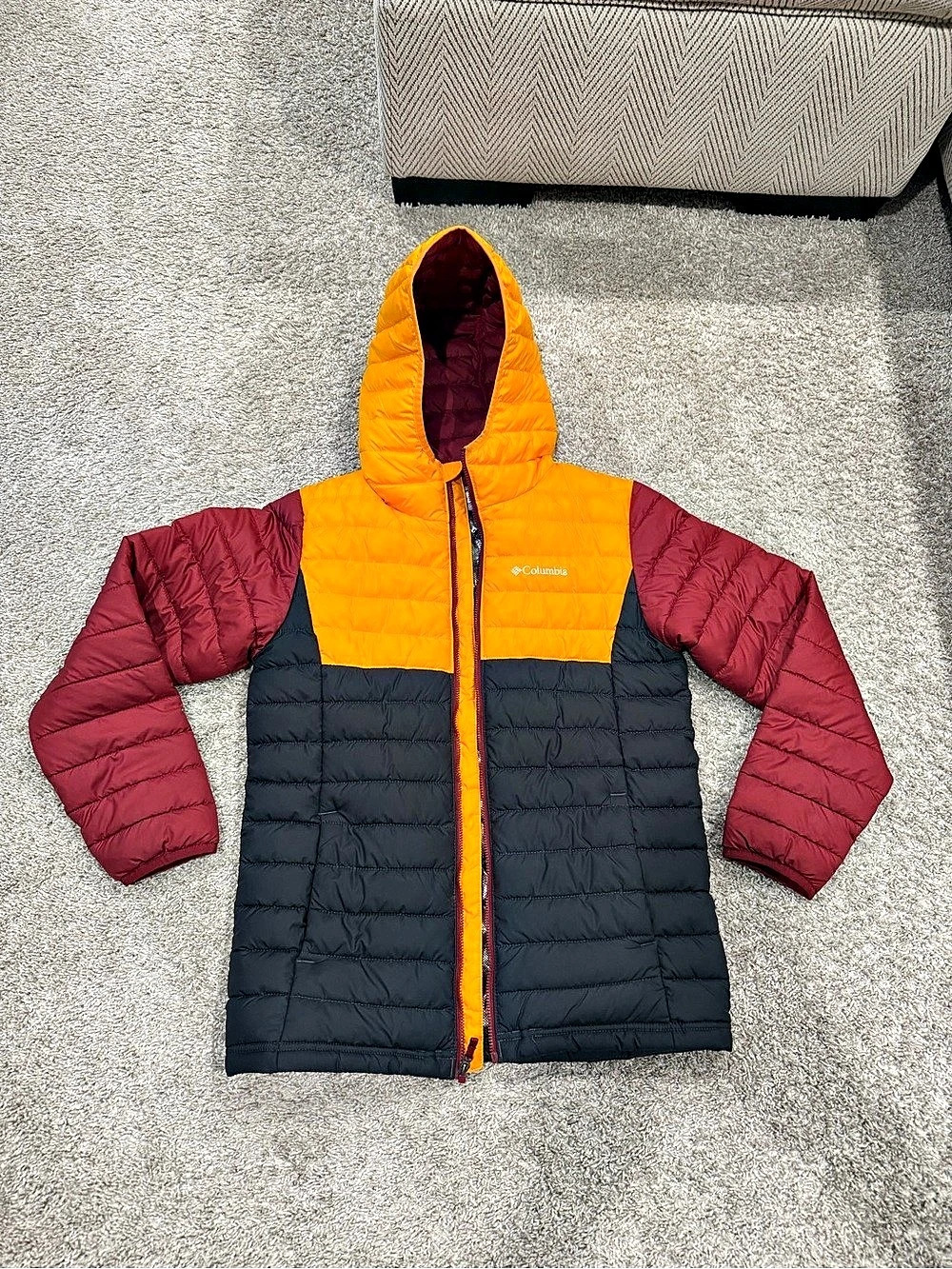 Columbia Youth Powder Lite Hooded Jacket Color Block Large